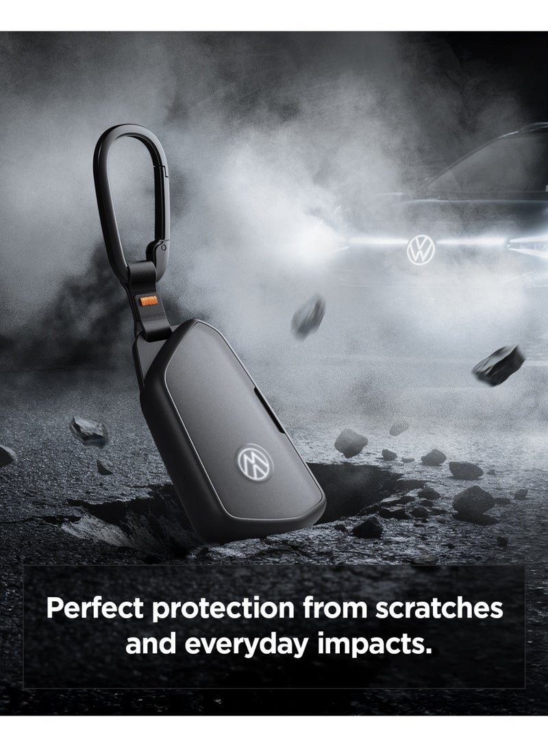 Spigen Volkswagen Key Fob Cover Rugged Armor Case with Carabiner for Volkswagen Golf Tiguan Atlas ID4 Smart Keyfob, Select Models of Skoda & Seat - Black - Image 2